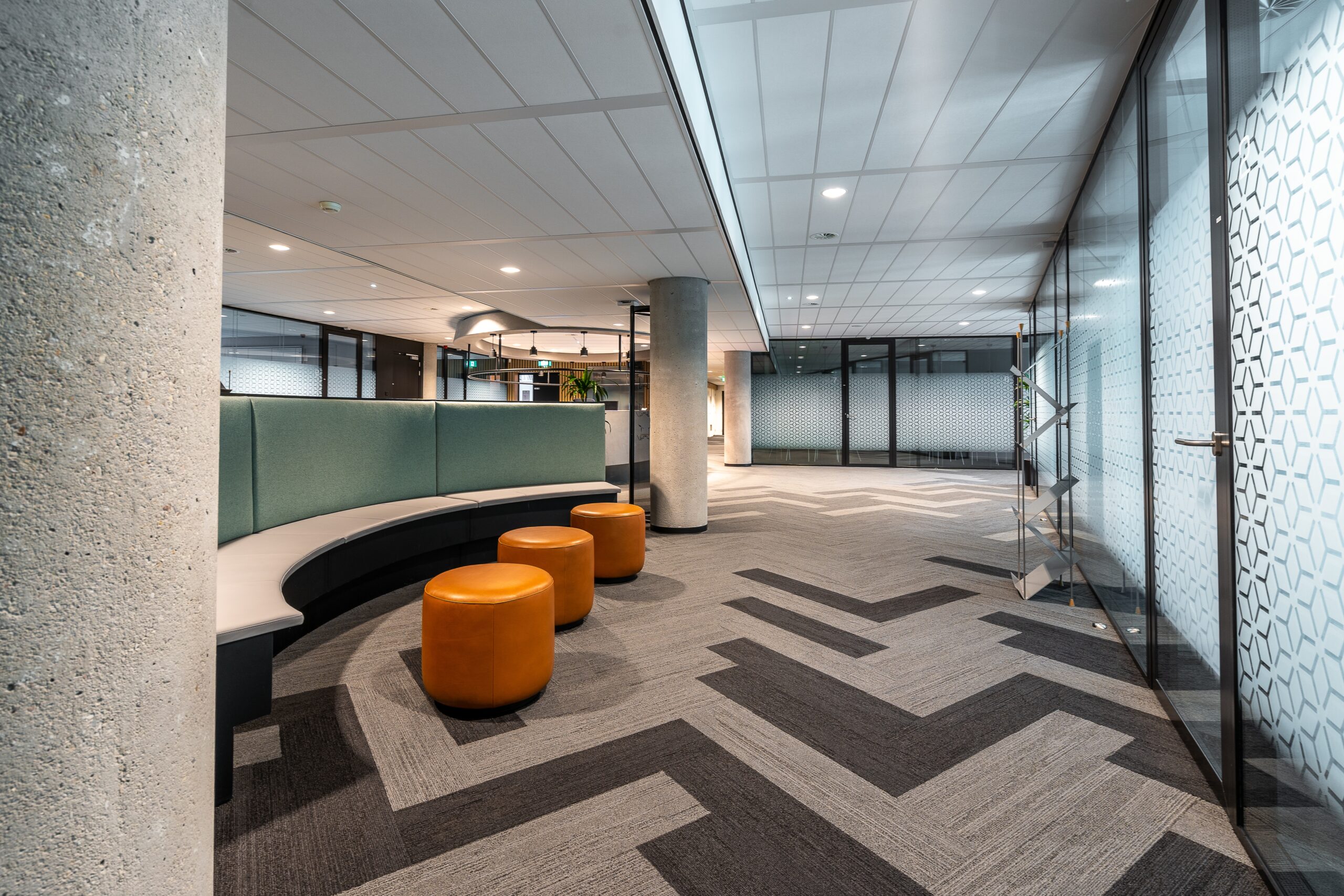 Projects beautiful shot of the modern style open space office interior